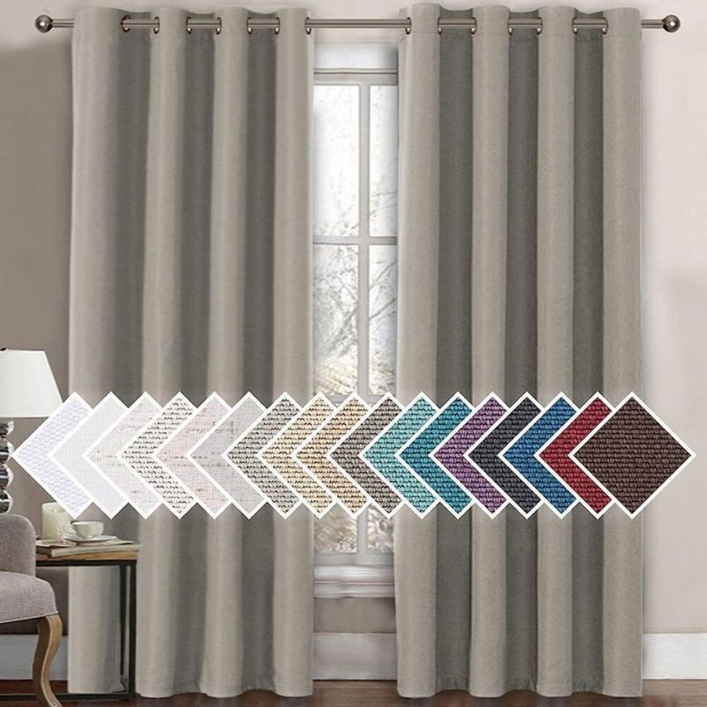 1 Panel Linen Blackout Thermal Insulated Grommet Curtain Heather Taupe 52x96